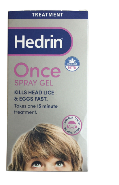 Hedrin Once Spray Gel Kills Head Lice And Eggs Fast 60ml X 2 For