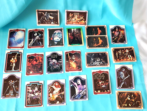VINTAGE KISS, ROCKSTAR BAND - TRADING CARD LOT OF 22 + 1 POST CARD