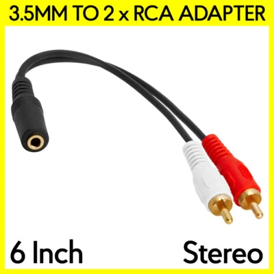 CMPLE 3.5mm Female to 2 RCA Male Adapter Speaker AUX Connector Cable Y-Splitter Cord