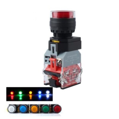 22mm Button switch with light Maintained/Momentary power supply start-Stop green