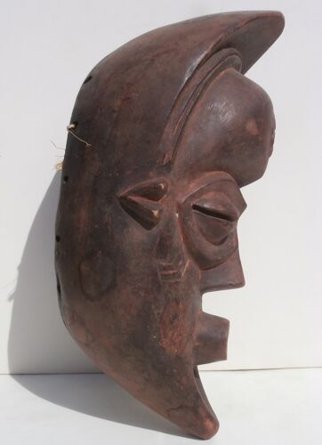 African Face Mask Crescent Moon Profile attrib. to Punu Gabon Female Ancestor  - Picture 1 of 1