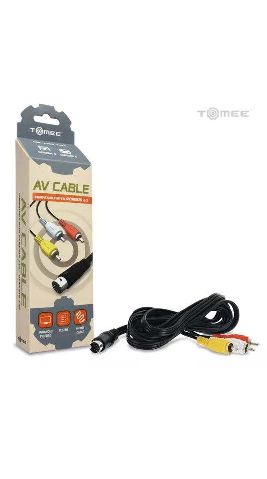 Sega Genesis 2 3 32x CDX Nomad 6ft RCA Audio Video AV TV Composite Cable Cord - Image 2 of 4