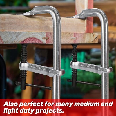 Jorgensen 2-Piece Steel Bar Clamp Set - 8-inch & 12-inch Light Duty F-Clamps For Woodworking