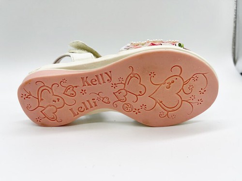 New Lelli Kelly Pink Beaded Flower White Fantasy Girl's Sandals Shoes - Picture 3 of 3