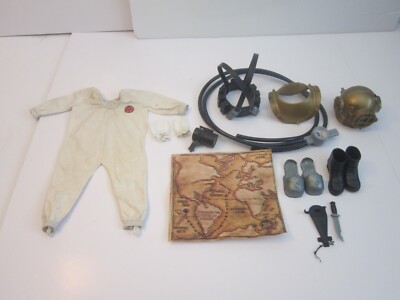 1970's Vintage GI Joe Deep Sea Diver Dive Helmet & Accessories Lot Weighted Boot