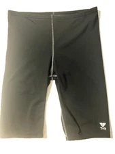 Vintage TYR Mens Black Swim Jammer Shorts sz 32 Longer Line Swimsuit