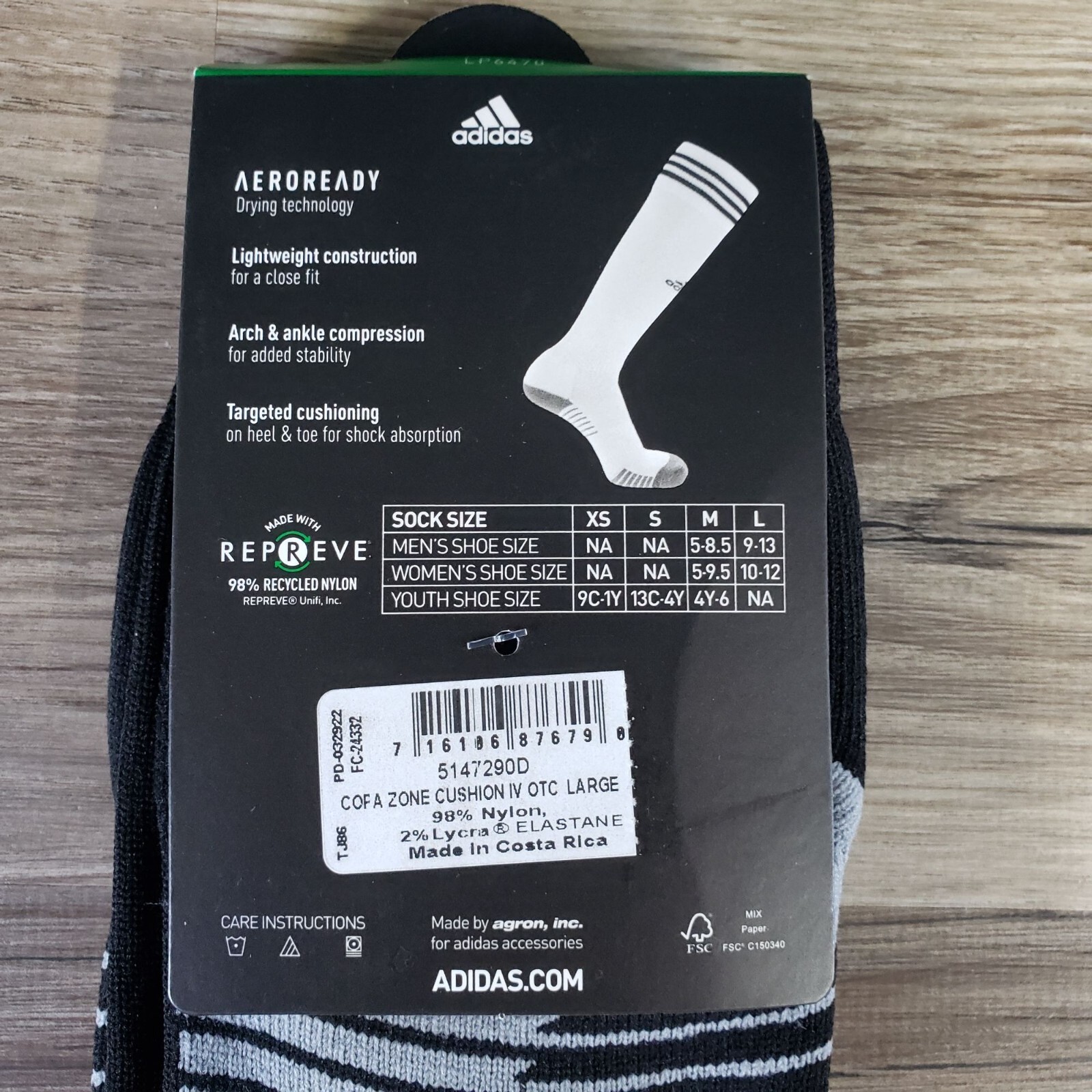 adidas Unisex Copa Zone IV Cushion Soccer Socks Size L Large Black/White NEW thumbnail 4