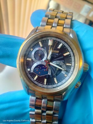 CITIZEN ECO-DRIVE WR 100 CALIBRE 8651 MOON PHASE GOLD/SILVER MEN