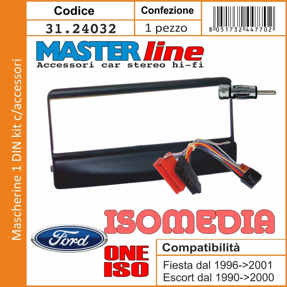 MASCHERINA RADIO 1 DIN PER FORD TRANSIT DA 2001 A 2006 +CONNETTORI ISO E ANTENNA - Immagine 3 di 4