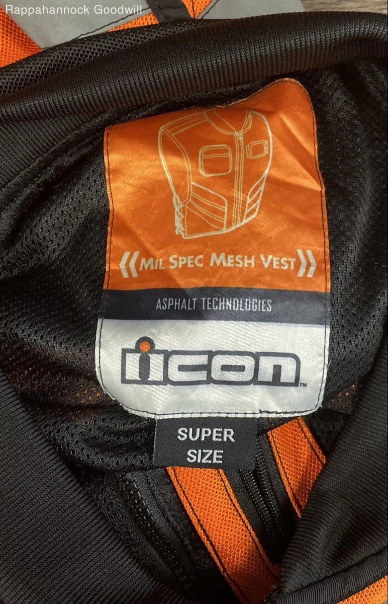 Icon Men's Mil Spec Mesh Motorcycle Safety Vest Orange Hi-Vis Reflective Super image 3