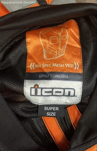 Icon Men's Mil Spec Mesh Motorcycle Safety Vest Orange Hi-Vis Reflective Super image 3