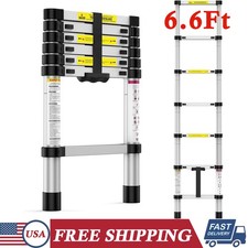 6.6 FT Telescoping Ladder Aluminum Extension Ladder 330 lbs with Anti-Slip Feet