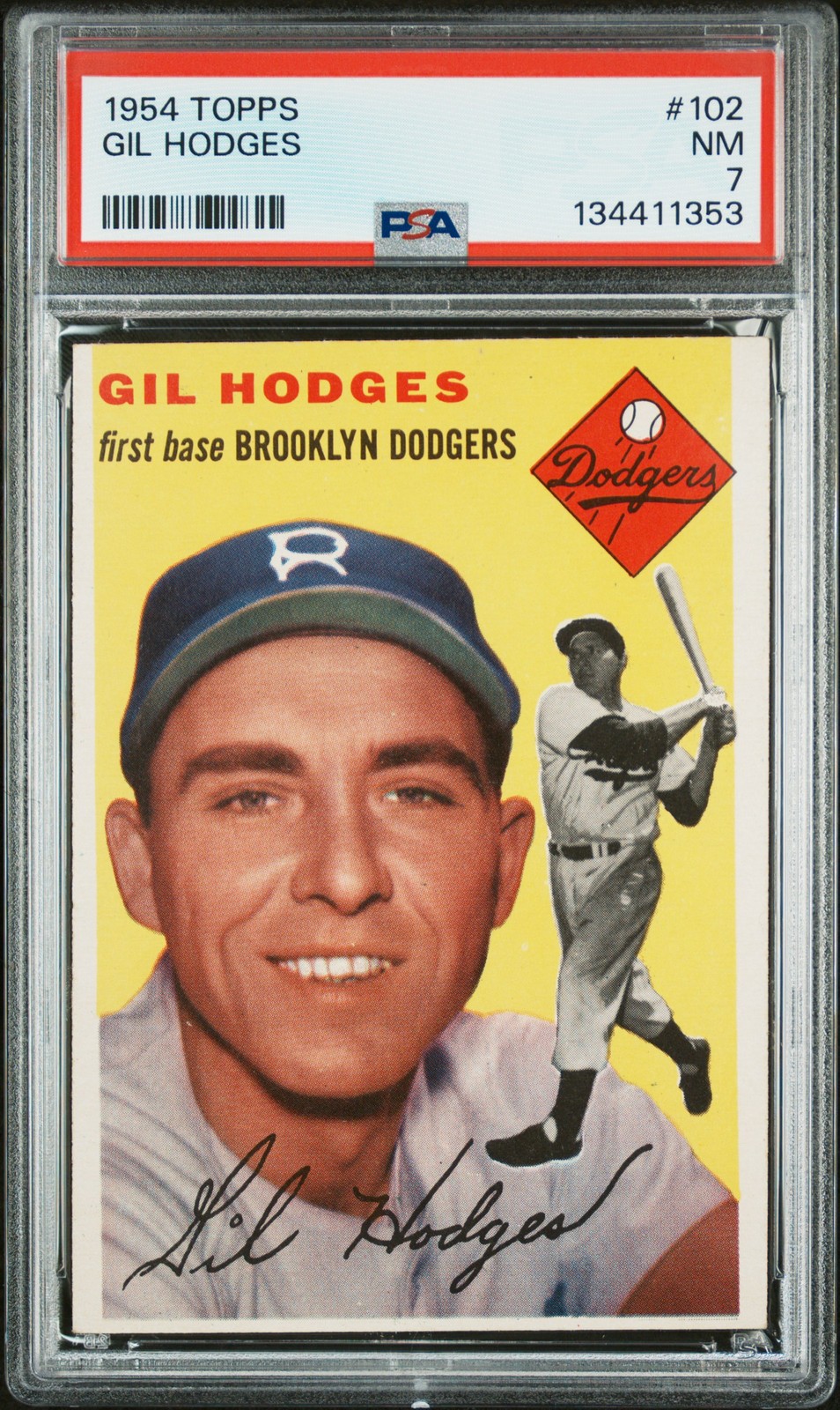 1954 TOPPS #102 GIL HODGES PSA 7