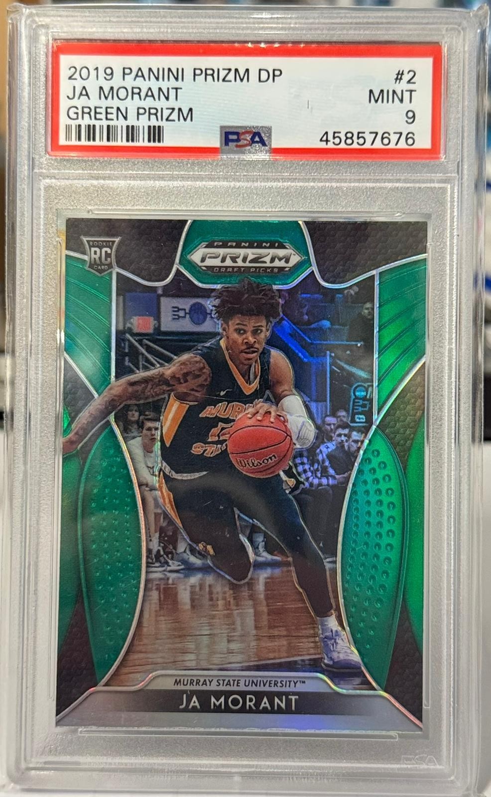 2019-20 Panini Prizm Draft Picks - Ja Morant #2 Green Prizm (RC) PSA 9 MINT