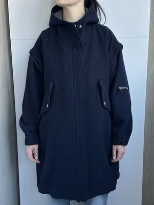 YMC Hunter Twill Parka Hooded Coat with Detachable Sleeves - Navy - Size XS/S
