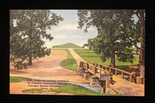 LINEN POSTCARD "VIEW OF RUSTIC BRIDGE AND PATHWAY OCMULGEE PARK" MACON, GEORGIA