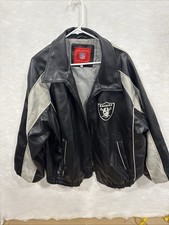 VINTAGE OAKLAND RAIDERS NFL LEATHER JACKET SIZE 2XL