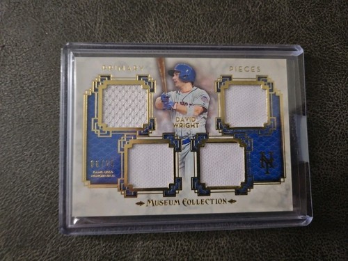 2014 MUSEUM COLLECTION DAVID WRIGHT GOLD PRIMARY PIECES QUAD RELIC #/25 METS  - Picture 1 of 2