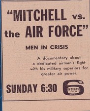Pubblicità vintage WTVN-TV Columbus Ohio Billy Mitchell Air Force elenco TV anni 60 70