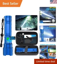 Super Bright 2000 Lumen Rechargeable Flashlight with 5 Modes & Power Display