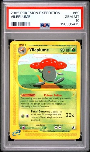 Pokemon TCG 2002 Expedition Base Set Vileplume 69/165 Graded PSA 10 - Gem Mint