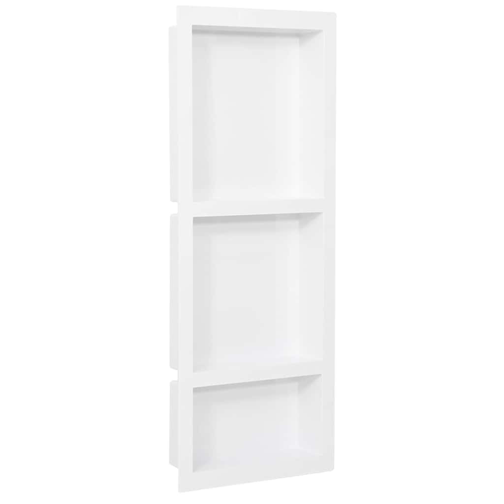 Niche de Douche avec 3 Compartiments Blanc Brillant 41x99x9 cm Étagère