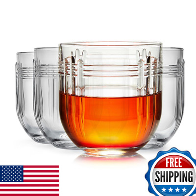 Libbey The Gats Rocks Glasses Set, Art Deco Inspired Short Drinking Glasses Set