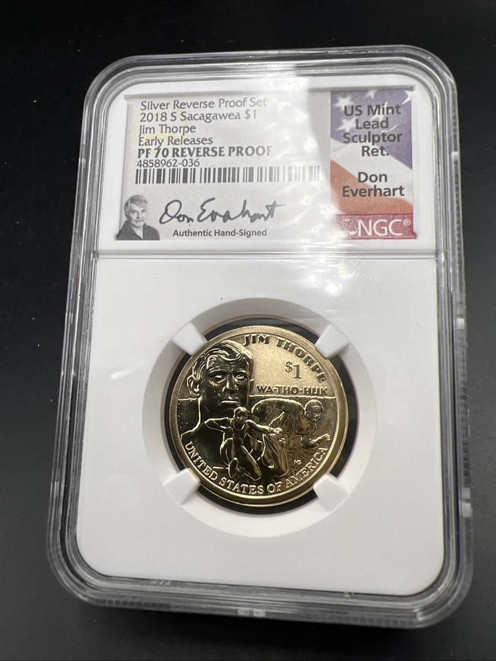 2018 S Reverse Proof Jim Thorpe Native Sacagawea Dollar Coin NGC PF70 - Image 3 of 4