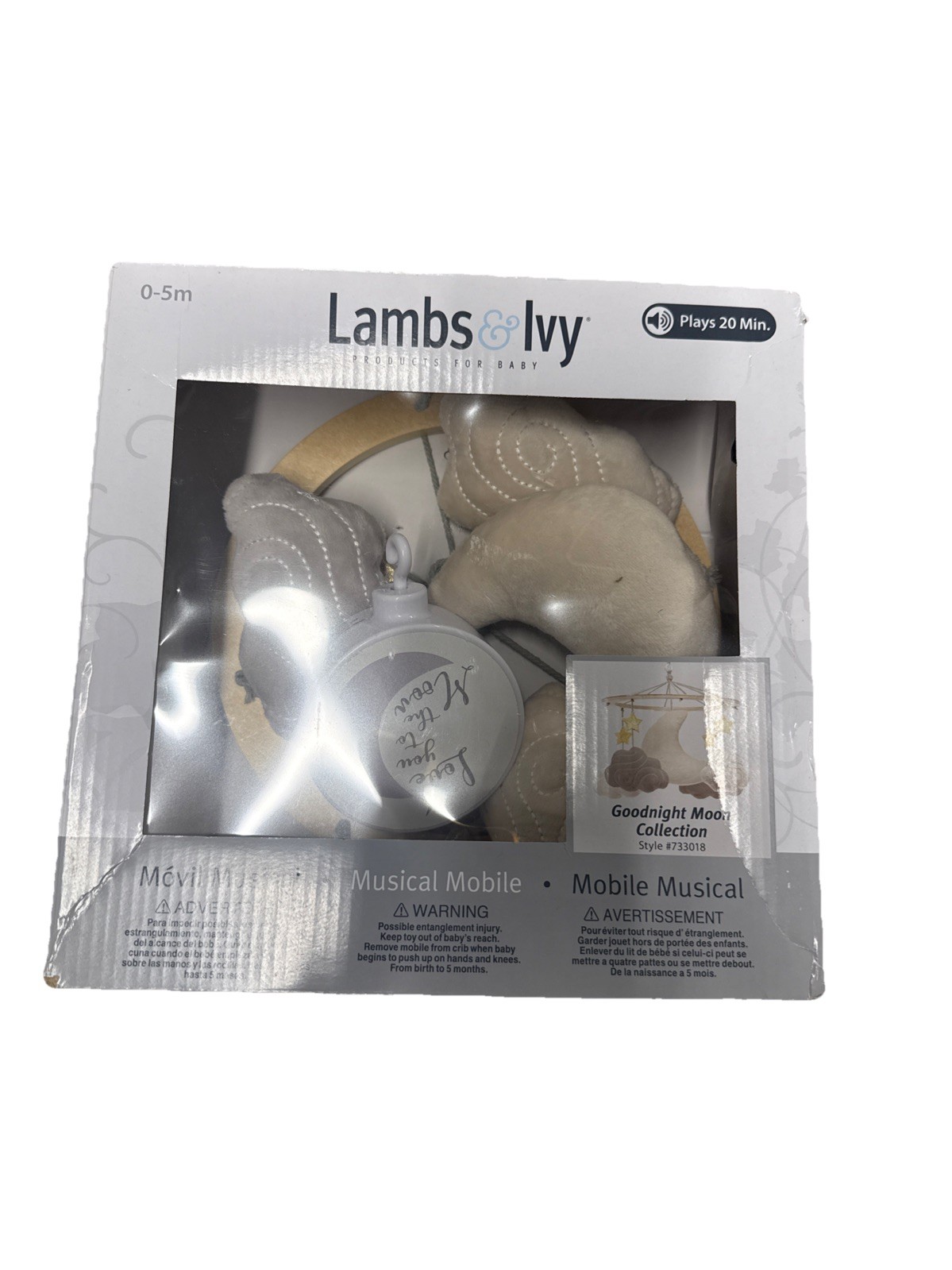 Lambs & Ivy Goodnight Moon Musical Baby Crib Mobile Soother Toy - Stars/Clouds