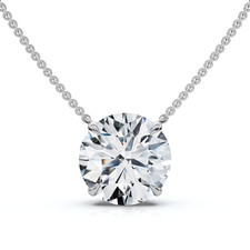 Round Cut Lab Created Diamond Women's Solitaire Pendant 14K White Gold Plated