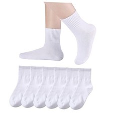 Kids Athletic Crew Socks Boys Girls Cotton School Uniform 6-8 Years White