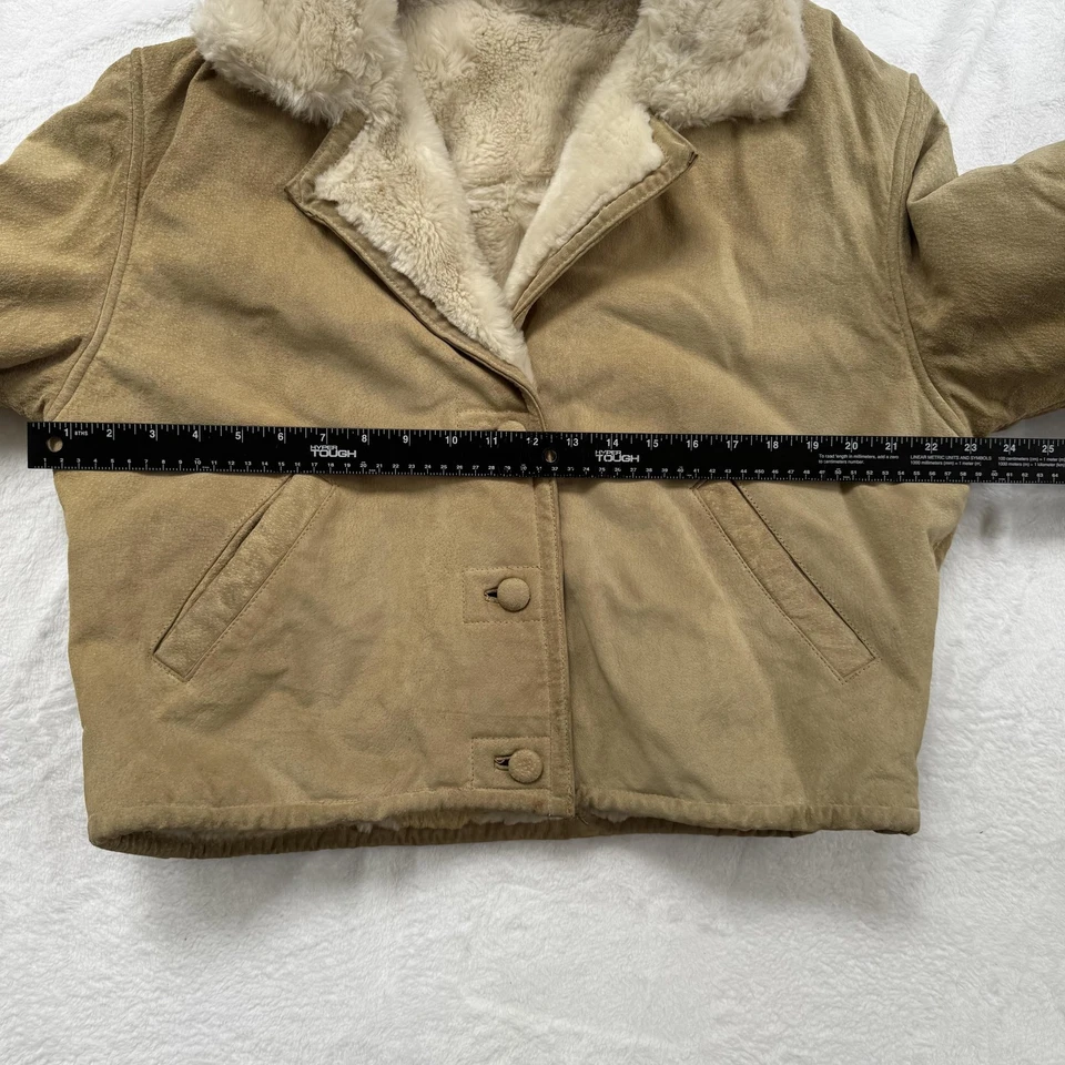 Chaqueta de mezclilla NY para hombre grande tostada imitación piel de oveja forrada abotonada abrigo occidental cálido Foto 4 de 4