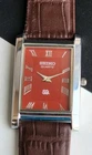 Vintage Seiko Slim Tank Mens Wristwatch Red Dial Japanese Watch DRESS style