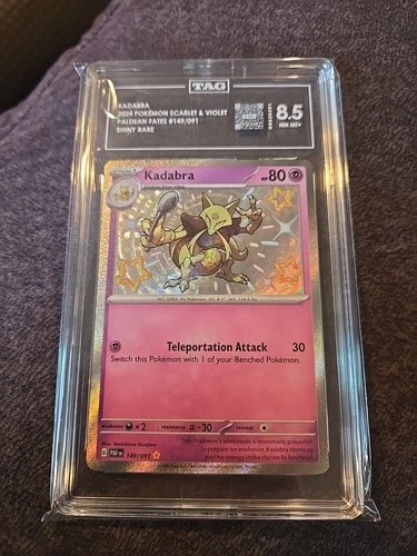 Kadabra Holo Card Paldean Fates 149/091 Sv: Near Mint Condition TAG 8.5