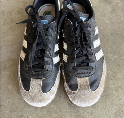 Adidas Boys Samba Size 3 Used Black White Suede On Toe