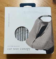 Little Unicorn Cotton Muslin Car Seat Canopy New In Box Gray And White Striped