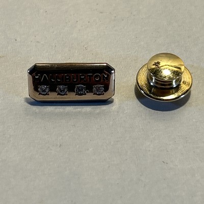 HALLIBURTON Gas Oil Co. Employee Service Award Tie Pin 1/10 10K Gold 4 Jewels