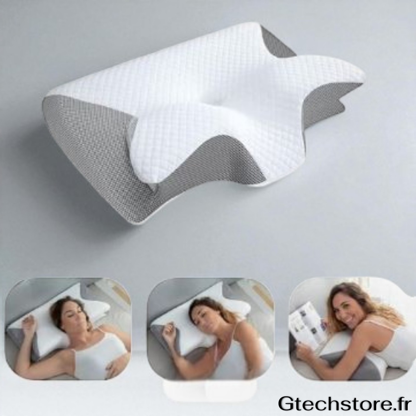 Fini le mal de cou : Oreiller Orthopédique Mousse à Mémoire pour un sommeil sans apnée 60x40cm
