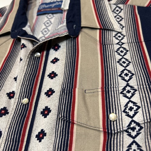 Vtg Wrangler Western Pearl Snap Shirt Mens Size XL Extra Large Southwest Rodeo - Picture 5 of 12
