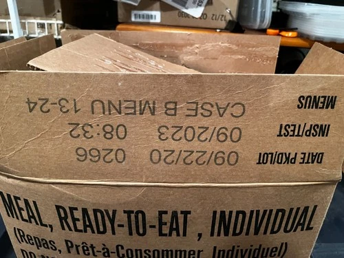 U.S. Original Military Case Menu "B" MRE with Menus 13-20 22-24 New Opened Box