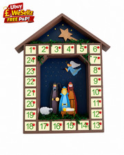 Image of Wooden Nativity Advent Calendar Christmas Scene 24 Drawers Heaven Sends New
