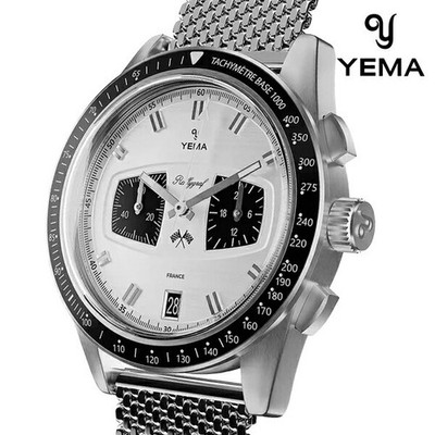 Yema Rally Graph Mecha II Panda Quartz Watch Mens Chronograph YMHF1584-BM Silver