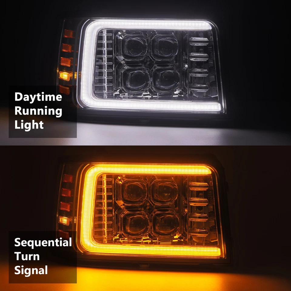 For AREX 1992-1996 Ford F-Series/Bronco NOVA-Series Projector Headlights Chrome - Image 2 of 4