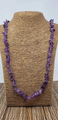 Natural Amethyst Necklace Healing Crystal Stone Long Unisex Quartz Pendant 28''