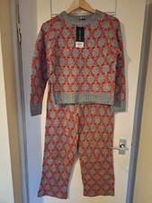 Dorothy Perkins Knitting Lounge Wear Set In Red & Grey  UK Size Large RRP �49.99