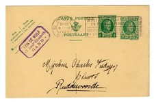 1926 Postkarte Belgien Gent nach Ruddervoorde Albert I. Werbestempel Text
