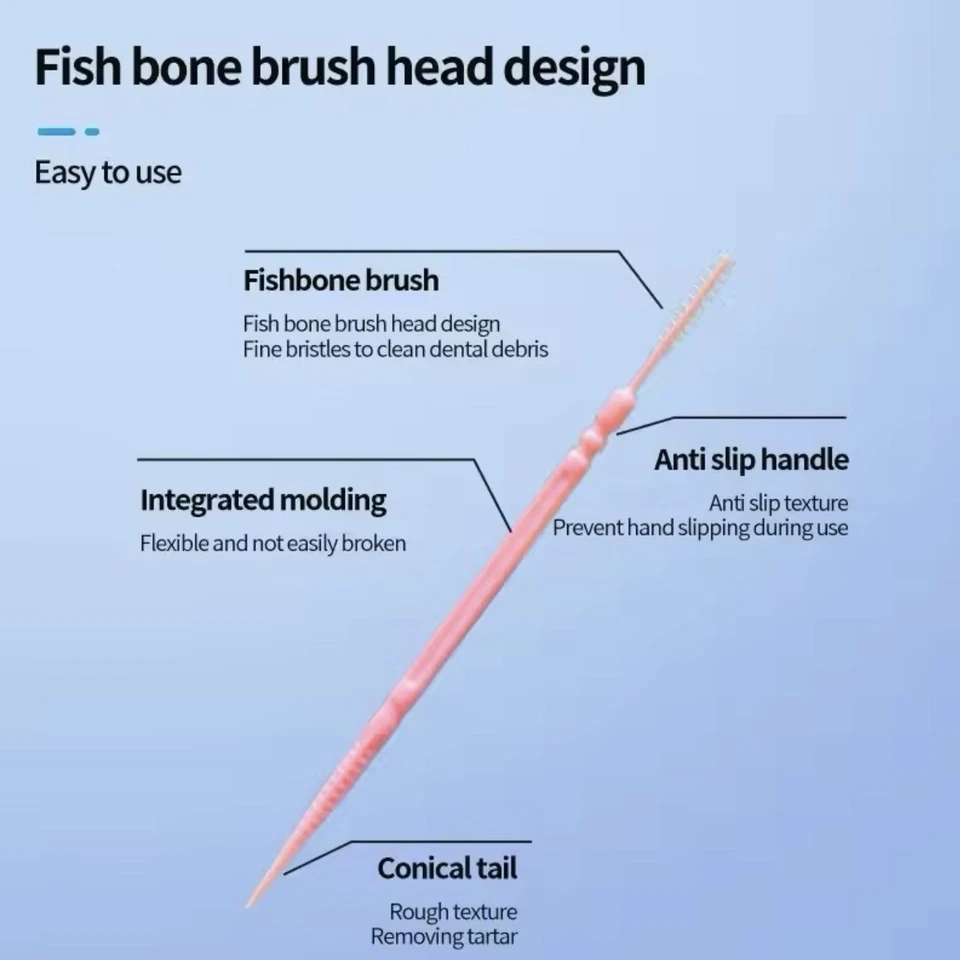 400 piezas palillo de dientes de plástico desechable familiar portátil doble cabezal palo para viajes Foto 2 de 4