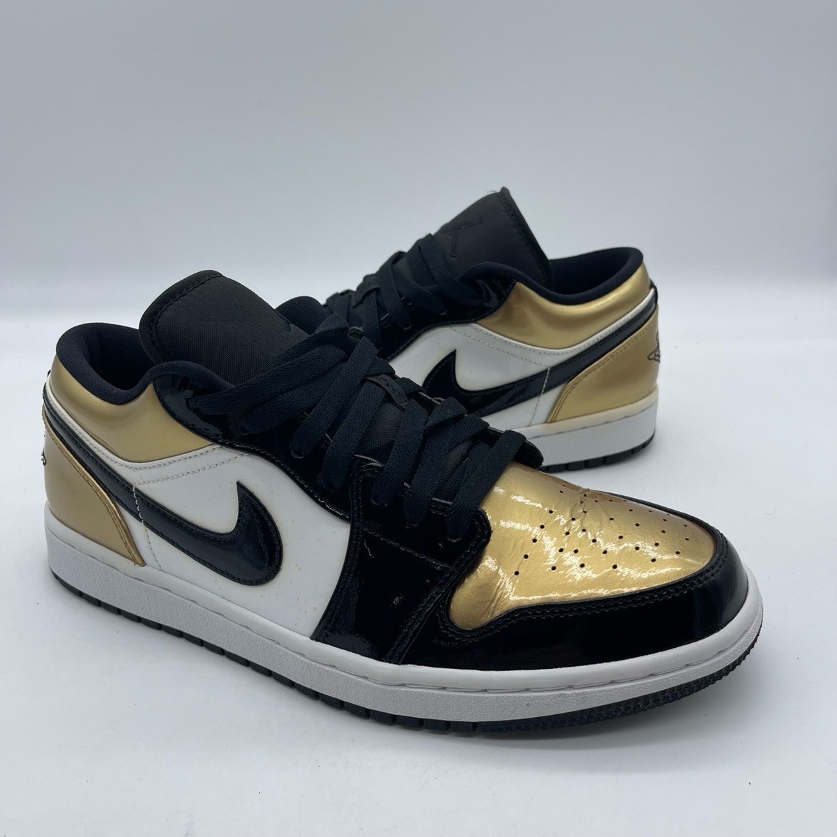 HOT Gold Toe Gold And Black Jordan Low Nike Air Jordan Low