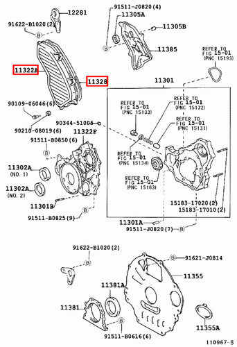 Genuine LandCruiser HDJ100 1HD T 4.2 Diesel Timing Belt Cover w Pad Gasket - Picture 11 of 18
