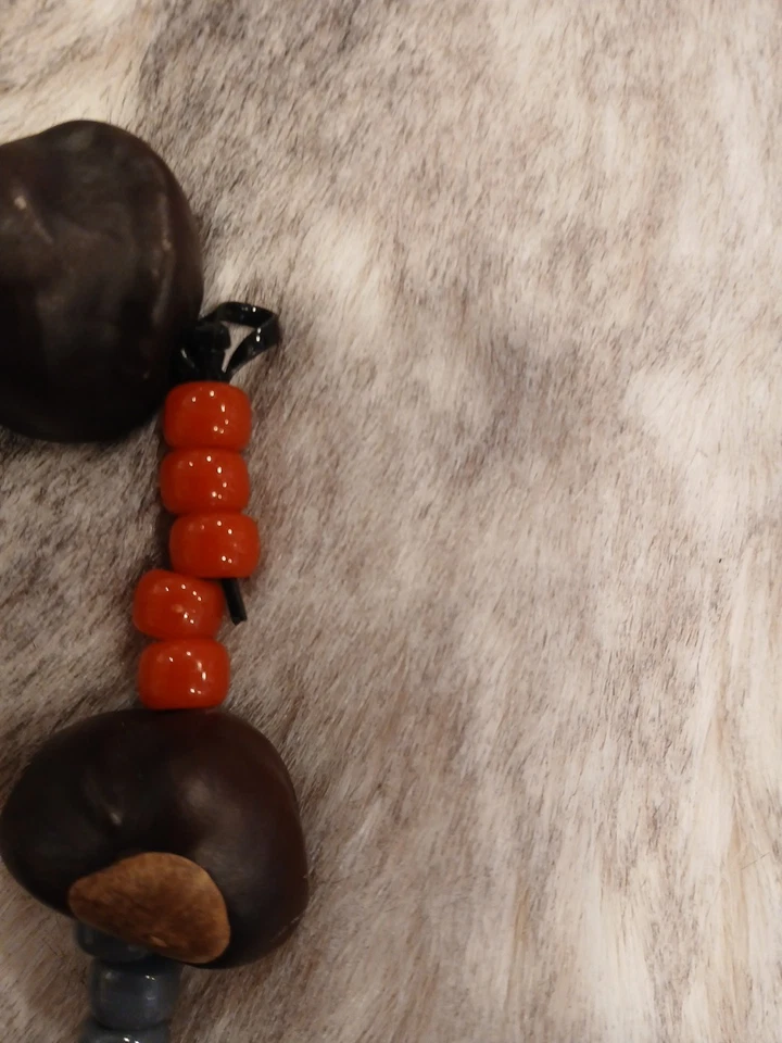 Ohio State Buckeyes Handmade Buckeye Necklace Red Gray FootballBeads 8 REAL NUTS - Image 4 of 4